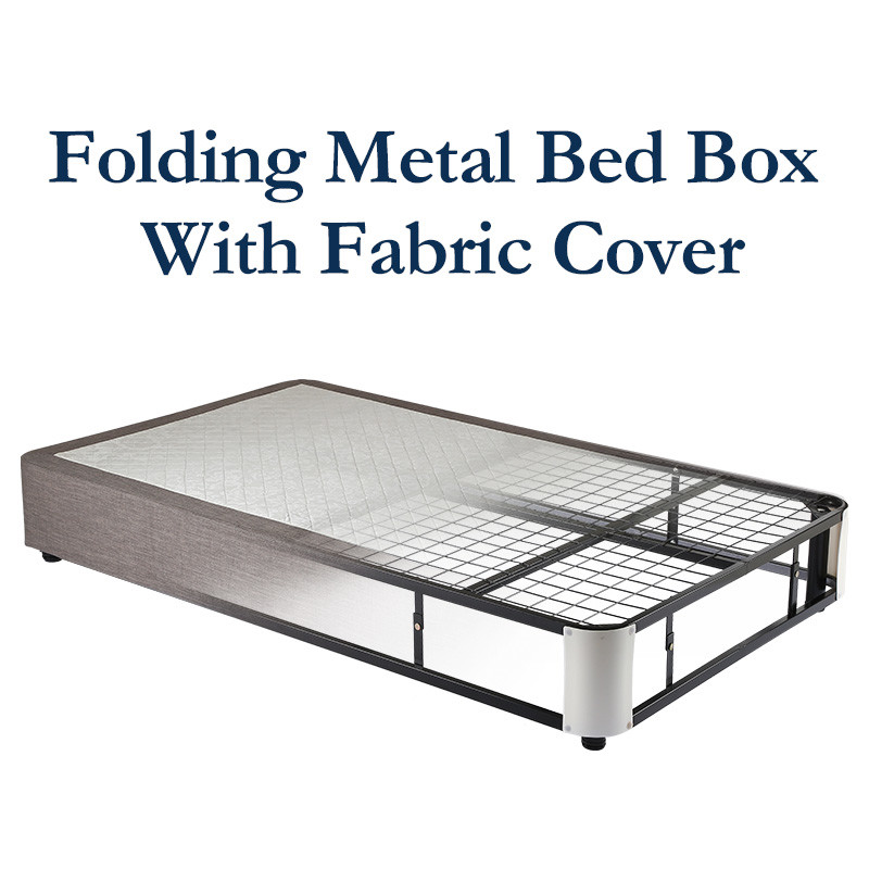 Black Q235 Iron Collapsible Metal Bed Frame , King Size Metal Platform Bed Frame