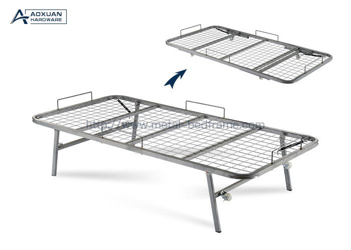 Single Gray Iron Net 90x190cm Collapsible Metal Bed Frame